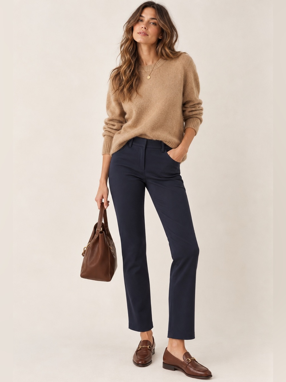 Quince Ultra-Stretch Ponte Straight Leg Pants Navy XS NWT